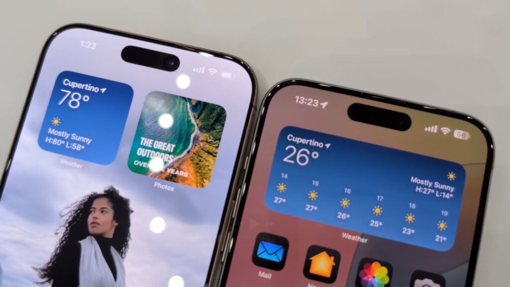 Le 16 Pro Max à gauche, le 15 Pro Max à droite. On peut voir les plus petites bordures et la différence de taille, qui est très légère. Le 16 Pro Max à gauche, le 15 Pro Max à droite. On peut voir les plus petites bordures et la différence de taille, qui est très légère.