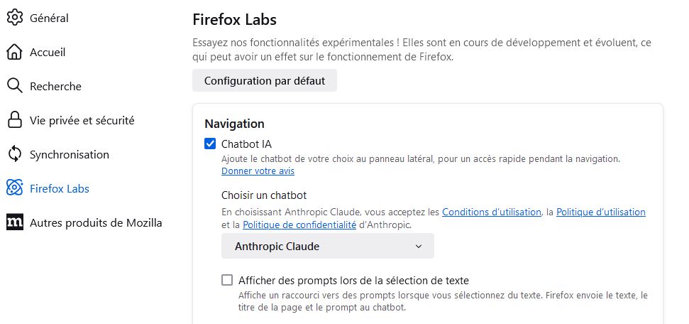 Firefox Chatbot IA Firefox Chatbot IA