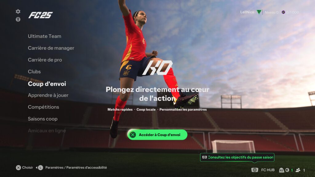 L'écran d'accueil de FC 25 est identique à celui de FC 24. L'écran d'accueil de FC 25 est identique à celui de FC 24.