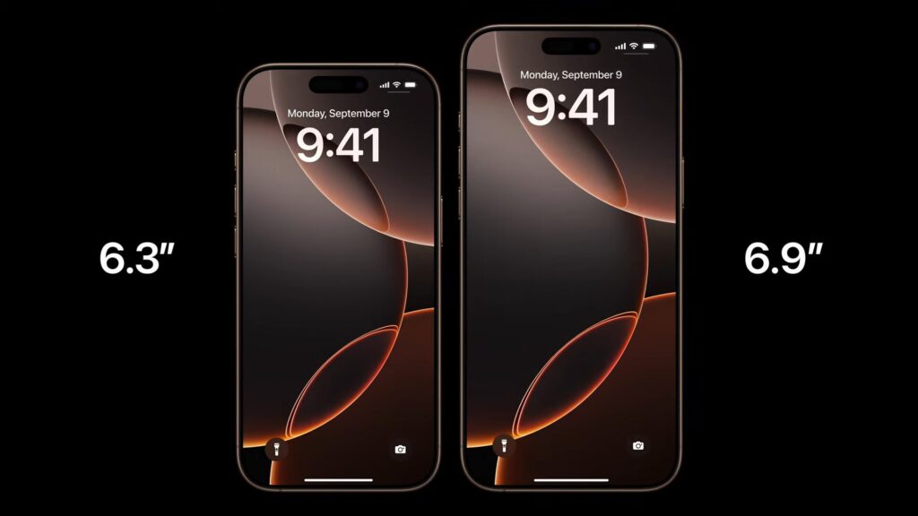 Les nouvelles tailles de l'iPhone 16 Pro // Source : Capture d'écran Les nouvelles tailles de l'iPhone 16 Pro // Source : Capture d'écran