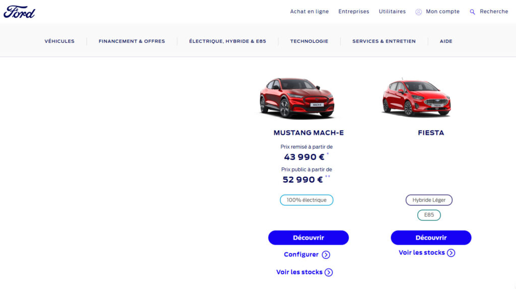 Remise sur le Ford Mustang Mach-e // Source : capture du site ford.fr Remise sur le Ford Mustang Mach-e // Source : capture du site ford.fr