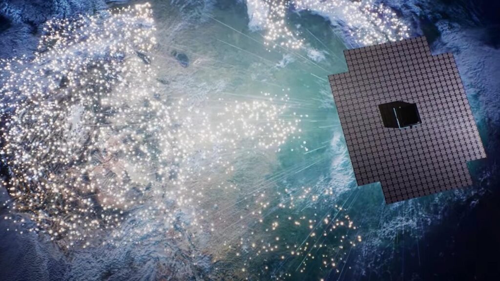 Le nouveau satellite BlueBirds sera visible la nuit dans le ciel. // Source : AST Spacemobile Le nouveau satellite BlueBirds sera visible la nuit dans le ciel. // Source : AST Spacemobile
