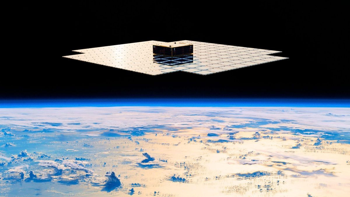 Une représentation du satellite Bluebirds. // Source : AST SpaceMobile Une représentation du satellite Bluebirds. // Source : AST SpaceMobile