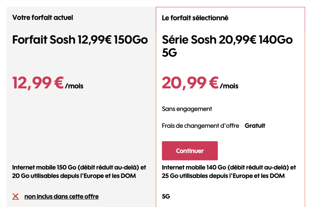 Le forfait 5G à 20,99 euros par mois est aussi proposé aux abonnés actuels. Le forfait 5G à 20,99 euros par mois est aussi proposé aux abonnés actuels.