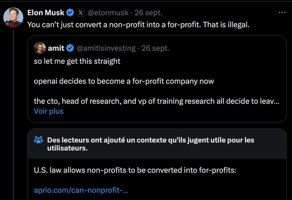 Elon Musk prétend qu'OpenAI agit illégalement, mais c'est faux. Elon Musk prétend qu'OpenAI agit illégalement, mais c'est faux.