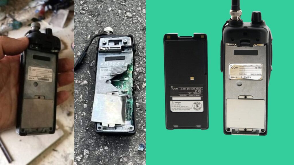 Des modèles ICOM IC-V82 utilisés par le Hezbollah. // Source : X Des modèles ICOM IC-V82 utilisés par le Hezbollah. // Source : X