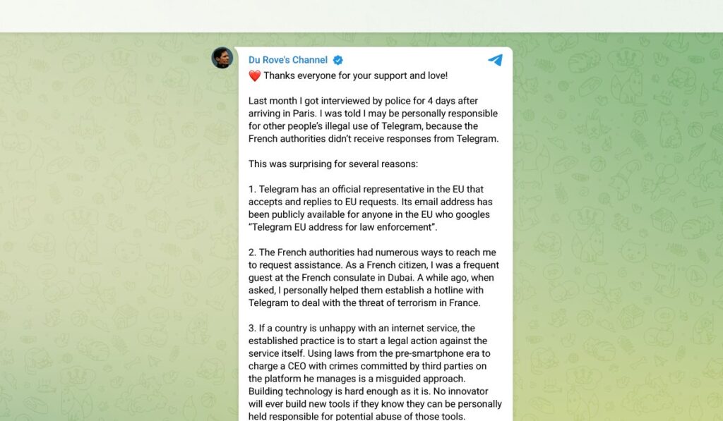 Le message envoyé par Telegram en avril 2025. // Source : Capture d'écran Le message envoyé par Telegram en avril 2025. // Source : Capture d'écran
