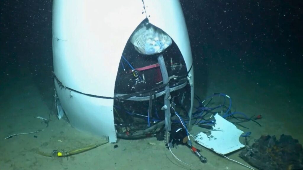 Image de l'épave du submersible Titan. // Source : USCG Image de l'épave du submersible Titan. // Source : USCG