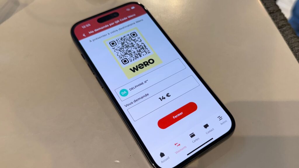 Wero permet de générer un QR code pour envoyer ou recevoir de l'argent. // Source : Numerama Wero permet de générer un QR code pour envoyer ou recevoir de l'argent. // Source : Numerama