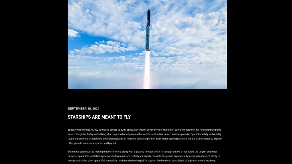 L'agacement de SpaceX, qui désire faire voler régulièrement sa fusée Starship. // Source : Capture d'écran L'agacement de SpaceX, qui désire faire voler régulièrement sa fusée Starship. // Source : Capture d'écran