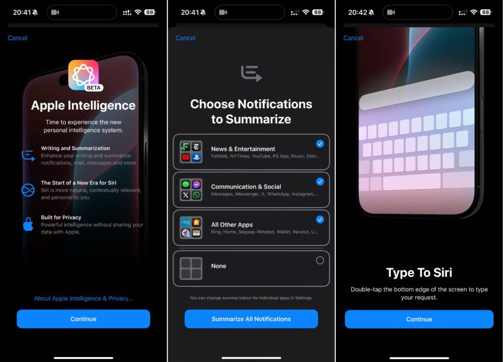 L'activation d'Apple Intelligence dans iOS 18.1. L'activation d'Apple Intelligence dans iOS 18.1.