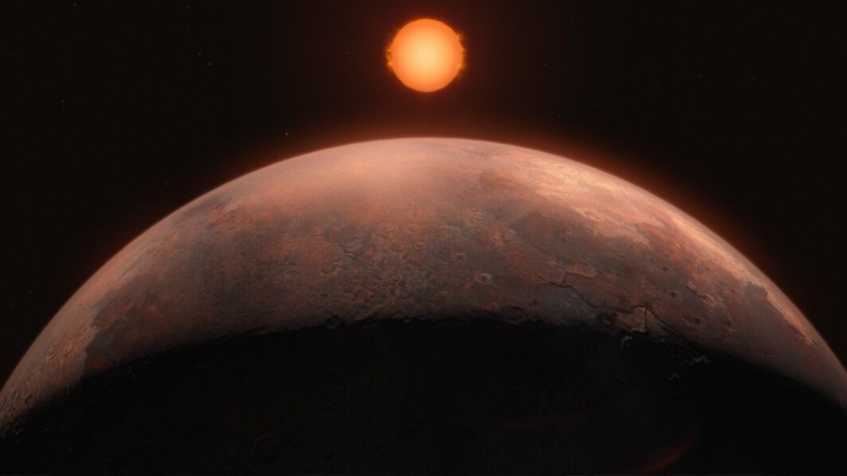 Vue d'artiste de Barnard b face à l'étoile de Barnard. // Source : ESO Vue d'artiste de Barnard b face à l'étoile de Barnard. // Source : ESO
