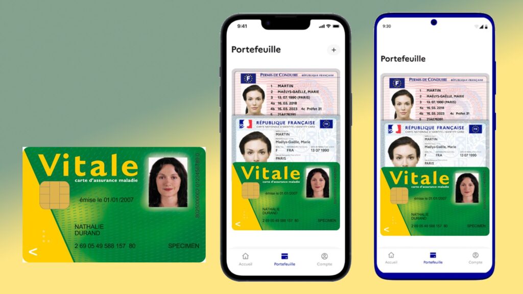 La carte vitale dans France Identité // Source : Montage Numerama