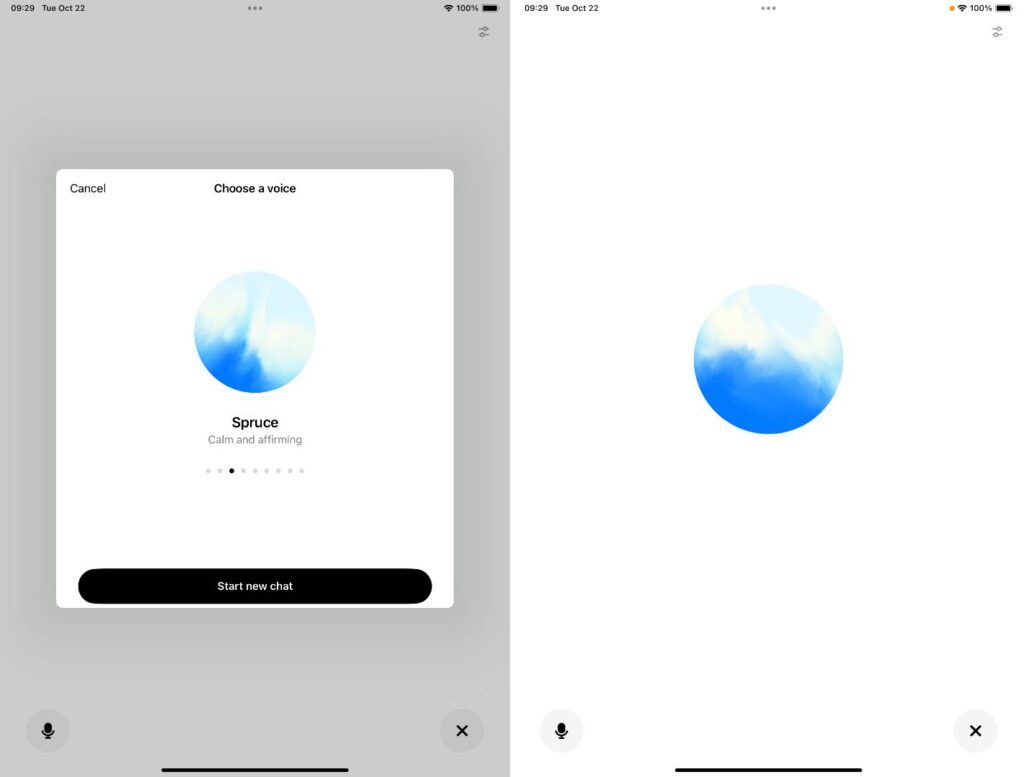 L'orbe bleue veut dire que l'on parle au nouveau ChatGPT. L'orbe bleue veut dire que l'on parle au nouveau ChatGPT.