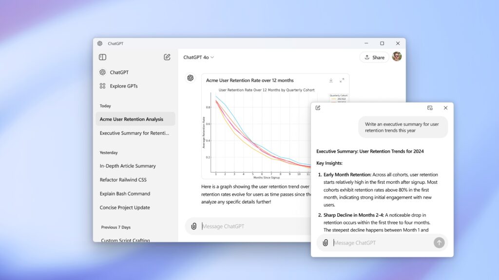 ChatGPT dans Windows // Source : OpenAI ChatGPT dans Windows // Source : OpenAI