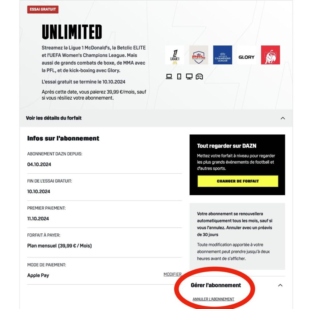 Il est tout petit et caché derrière deux sous-menus, mais le bouton Annuler l'abonnement est sur cette page. Il est tout petit et caché derrière deux sous-menus, mais le bouton Annuler l'abonnement est sur cette page.