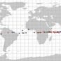 Trajectoire des débris du satellite. // Source : Via X @Megaconstellati Trajectoire des débris du satellite. // Source : Via X @Megaconstellati