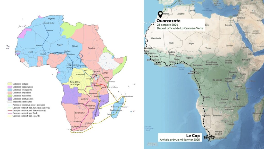 La Croisière Noire vs La Croisière Verte // Source : Wikipédia, La Croisière Verte, Montage Numerama La Croisière Noire vs La Croisière Verte // Source : Wikipédia, La Croisière Verte, Montage Numerama