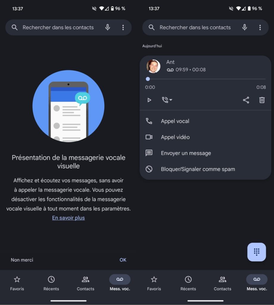 La messagerie vocale visuelle d'Android // Source : Free 1337 via X La messagerie vocale visuelle d'Android // Source : Free 1337 via X