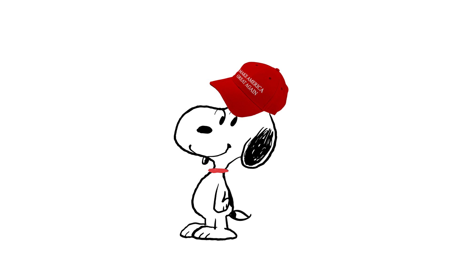 Snoopy avec une casquette « Make America great again » // Source : Montage Numerama Snoopy avec une casquette « Make America great again » // Source : Montage Numerama