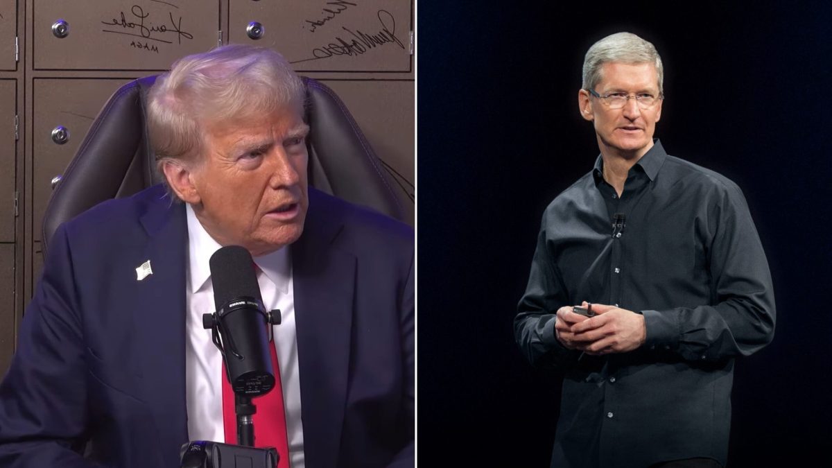 Donald Trump et Tim Cook // Source : Montage Numerama Donald Trump et Tim Cook // Source : Montage Numerama
