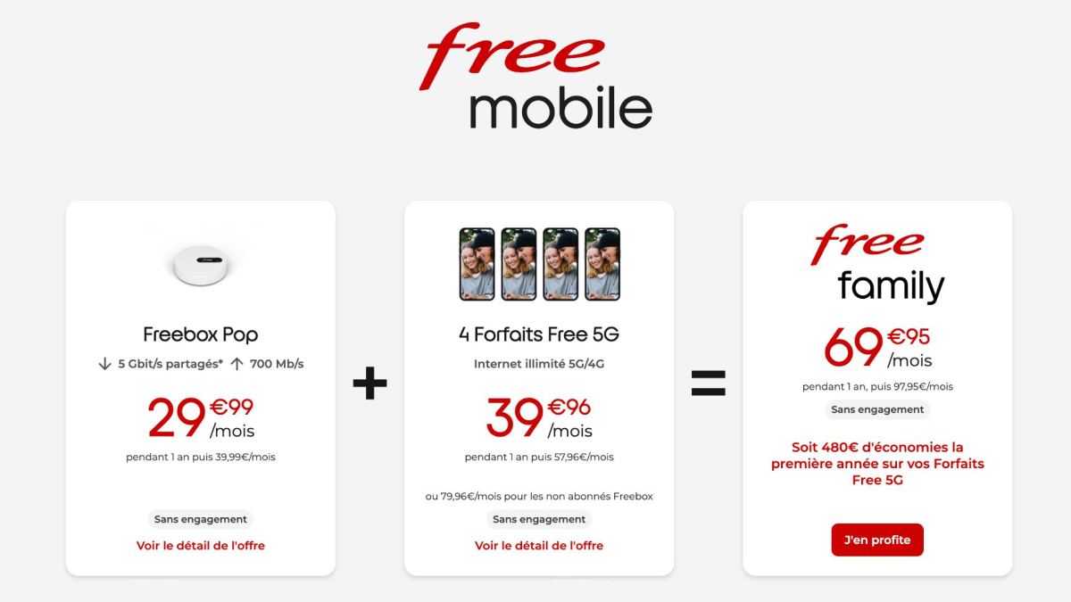 Free Mobile et les forfaits Free Family. // Source : Free Free Mobile et les forfaits Free Family. // Source : Free