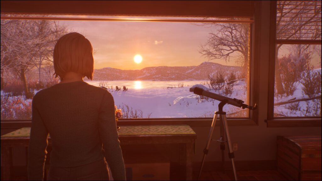 La vue depuis le chalet que loue Max dans Double Exposure. // Source : Sony / Capture d'écran Numerama La vue depuis le chalet que loue Max dans Double Exposure. // Source : Sony / Capture d'écran Numerama