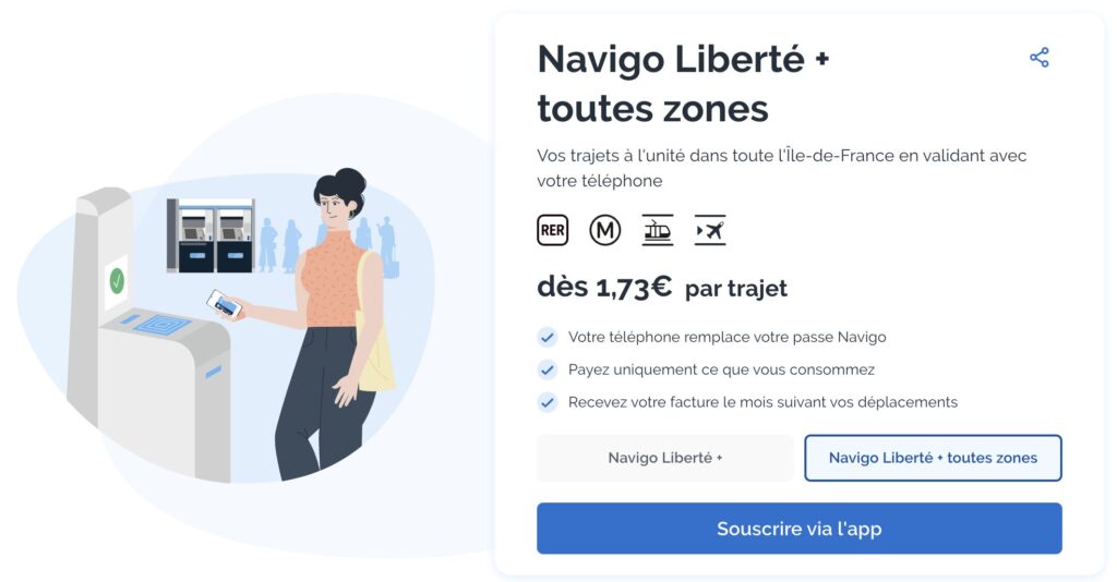 Cette page dont le lien a fuité montre le Navigo Liberté+ toutes zones sur smartphone. Mais il n'existe pas encore. Cette page dont le lien a fuité montre le Navigo Liberté+ toutes zones sur smartphone. Mais il n'existe pas encore.