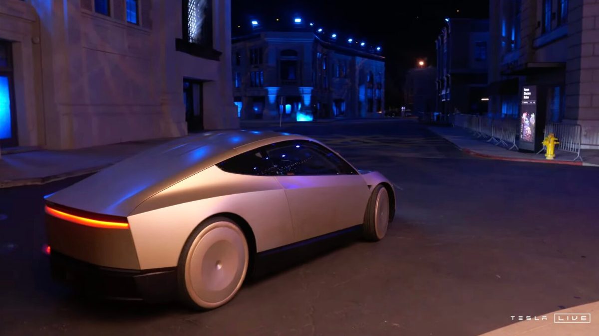 Le Tesla Robotaxi et ses allures futuristes. // Source : Tesla Le Tesla Robotaxi et ses allures futuristes. // Source : Tesla