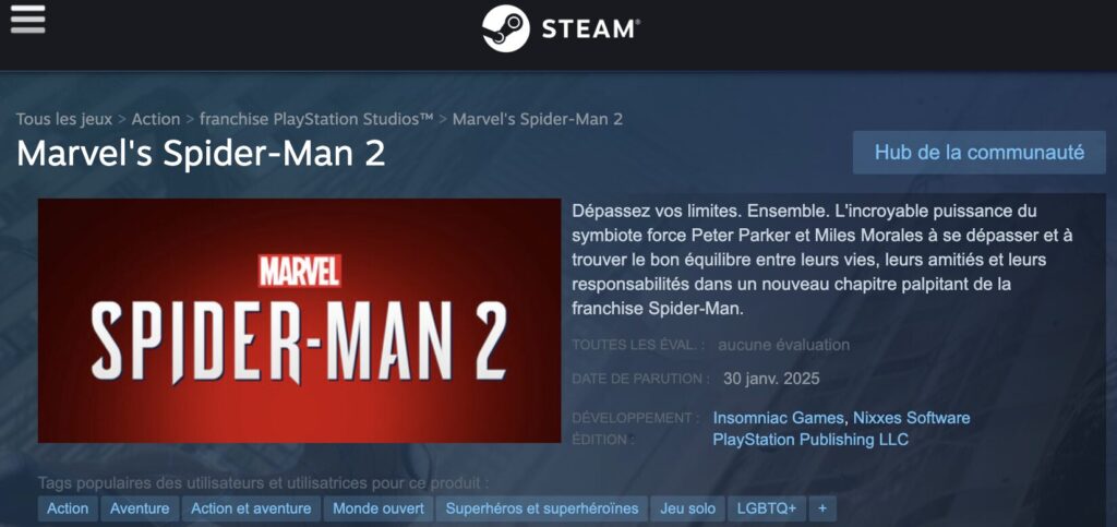 Spider-Man 2 est disponible en précommande sur Stream. Spider-Man 2 est disponible en précommande sur Stream.