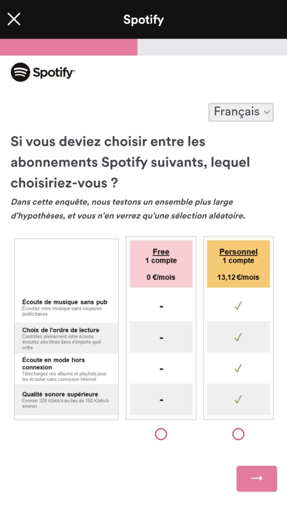 Spotify a envoyé un sondage à certains de ses abonnés // Source : @louaben via X Spotify a envoyé un sondage à certains de ses abonnés // Source : @louaben via X