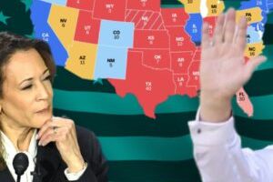 La carte du collège électoral, avec Kamala Harris et Donald Trump. // Source : Numerama La carte du collège électoral, avec Kamala Harris et Donald Trump. // Source : Numerama