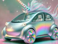 Une voiture électrique licorne générée par IA // Source : Dall-e Une voiture électrique licorne générée par IA // Source : Dall-e