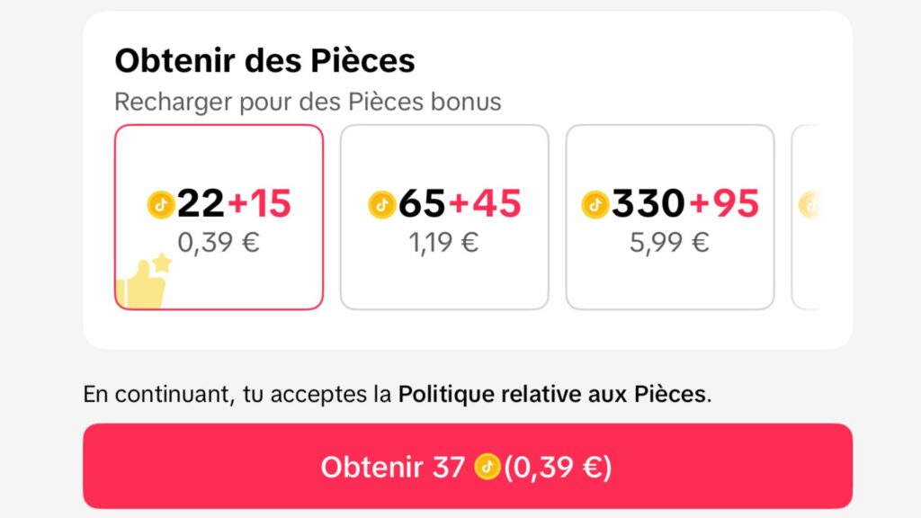Cadeaux et achat de pièces virtuelles sur TikTok. Cadeaux et achat de pièces virtuelles sur TikTok.