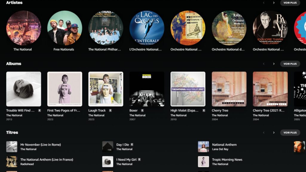 L'interface de l'appli est claiere // Source : Amazon Music L'interface de l'appli est claiere // Source : Amazon Music