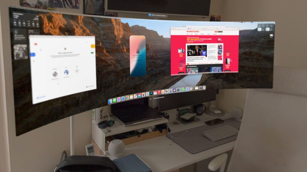 Le Mac Virtual Display du Apple Vision Pro en version ultrawide. // Source : Numerama Le Mac Virtual Display du Apple Vision Pro en version ultrawide. // Source : Numerama