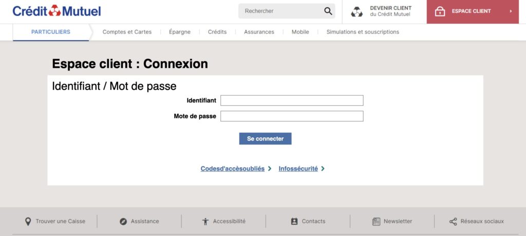 Un site clone du Crédit mutuel. // Source : Numerama Un site clone du Crédit mutuel. // Source : Numerama