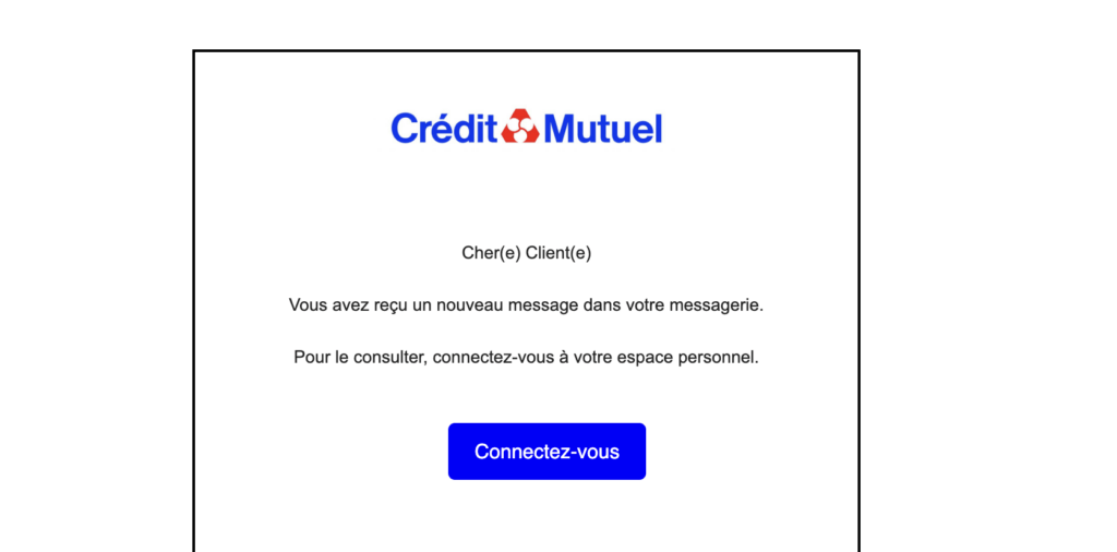 Une fausse notification du Crédit mutuel. // Source : Numerama Une fausse notification du Crédit mutuel. // Source : Numerama