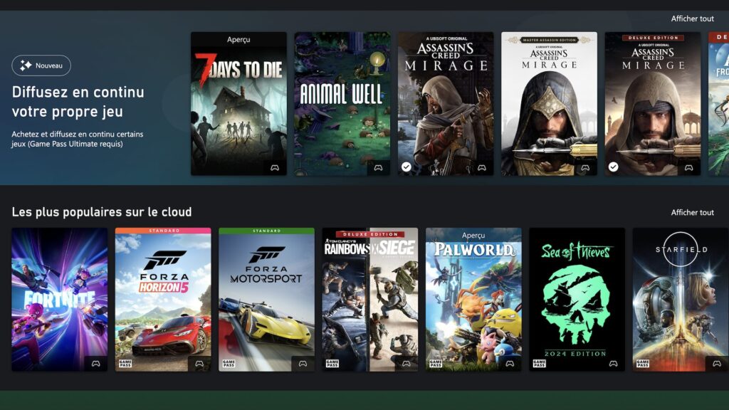 Jouer à ses jeux Xbox en streaming // Source : Capture d'écran Jouer à ses jeux Xbox en streaming // Source : Capture d'écran