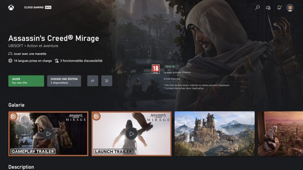 Jouer à ses jeux Xbox en streaming // Source : Capture d'écran Jouer à ses jeux Xbox en streaming // Source : Capture d'écran