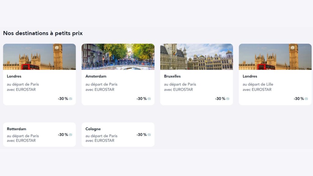 Les trains Eurostard sont tous au départ de Paris // Source : Eurostar Les trains Eurostard sont tous au départ de Paris // Source : Eurostar