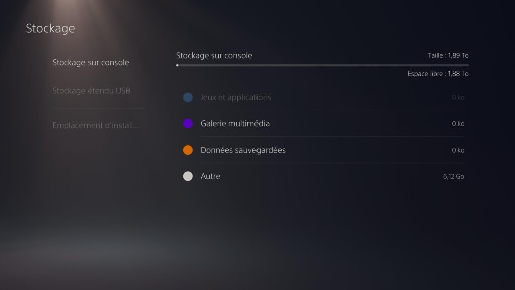 Le vrai espace de stockage de la PS5 Pro // Source : Capture PS5 Le vrai espace de stockage de la PS5 Pro // Source : Capture PS5