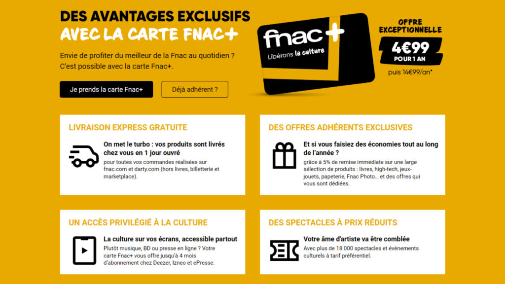 Carte Fnac+ en promotion pendant les avant-premières du Black Friday Carte Fnac+ en promotion pendant les avant-premières du Black Friday