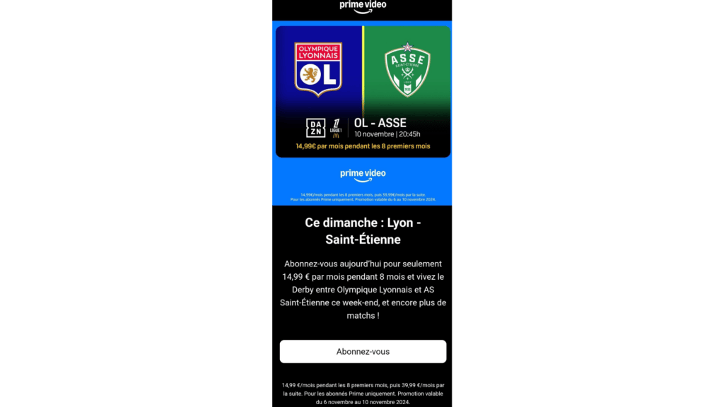 Exemple d'une notification pour l'abonnement DAZN à 14,99 € Exemple d'une notification pour l'abonnement DAZN à 14,99 €