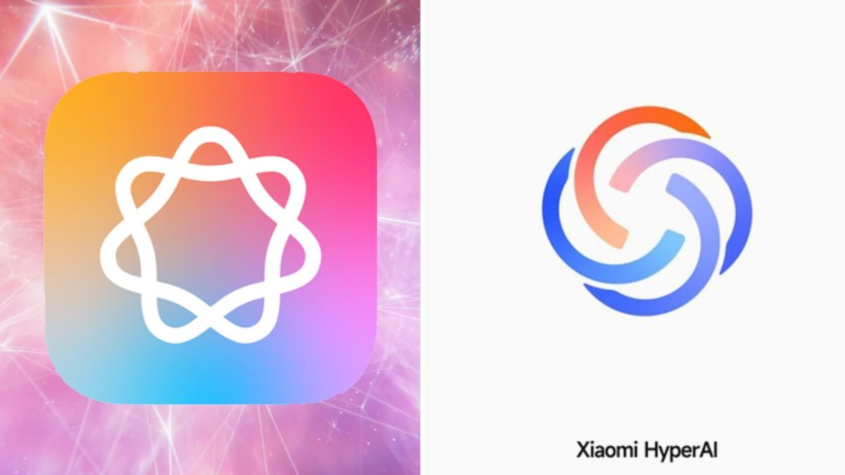 Les logo d'Apple Intelligence (à gauche) et de Xiao AI (à droite) // Source : Montage Numerama Les logo d'Apple Intelligence (à gauche) et de Xiao AI (à droite) // Source : Montage Numerama