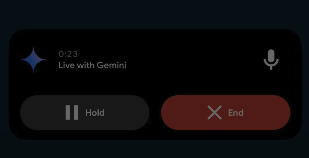 Gemini Live dans une Live Activity. Gemini Live dans une Live Activity.