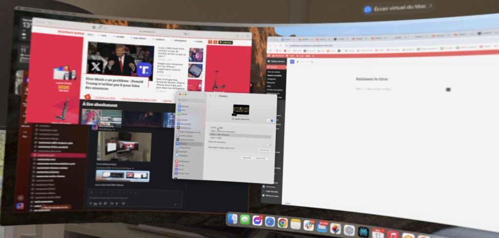 L'écran ultrawide du Vision Pro, avec ses différents paramètres. L'écran ultrawide du Vision Pro, avec ses différents paramètres.