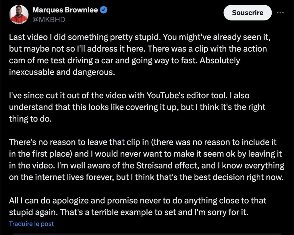 La réponse de MKBHD à la polémique. La réponse de MKBHD à la polémique.