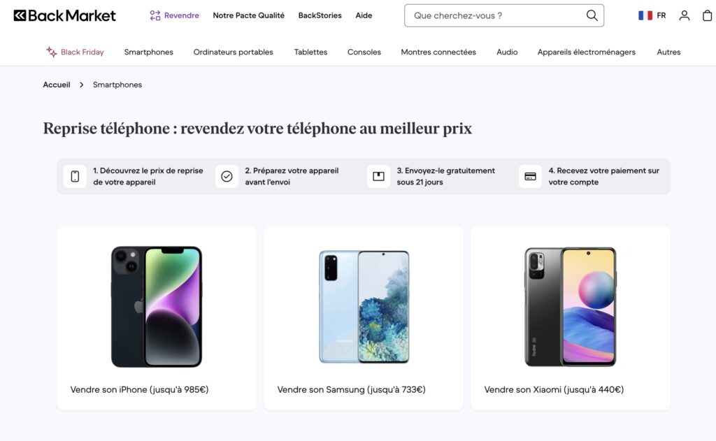 Back Market promet jusqu'à 985 euros pour la reprise d'un iPhone, mais ce sont des reconditionneurs externes qui feront l'estimation finale. Back Market promet jusqu'à 985 euros pour la reprise d'un iPhone, mais ce sont des reconditionneurs externes qui feront l'estimation finale.