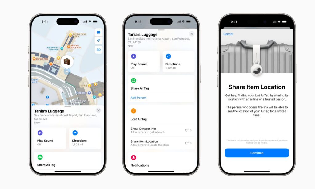 Avec iOS 18.2, un bouton permettra de partager la localisation d'un objet jusqu'à sa récupération. Avec iOS 18.2, un bouton permettra de partager la localisation d'un objet jusqu'à sa récupération.